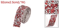 1 Inch x 1 Yard Crystal Rhinestone Sticker Ribbon Silver Red
