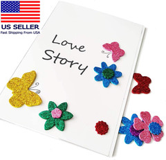 Glitter Foam Flower and Butterfly Shapes Stickers, Self-Adhesive Stickers Kid’S