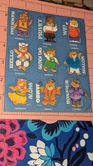 Vintage American Greetings Stickers Teddy Bears Saying Hello Foreign 1 Sheet