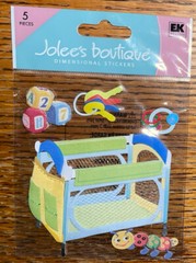 RARE Jolees Pack N PLAY Time Play-Pen Toys Pack-N-Play Blocks Keys Ring Worm 3D