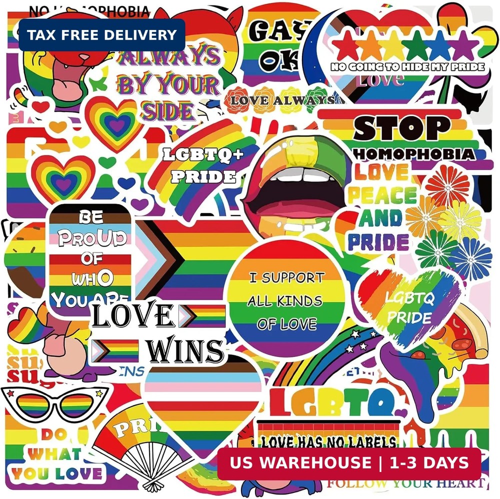 200Pcs Pride Stickers Bulk – Rainbow LGBT Sticker Pack for Laptop, Party, Decor