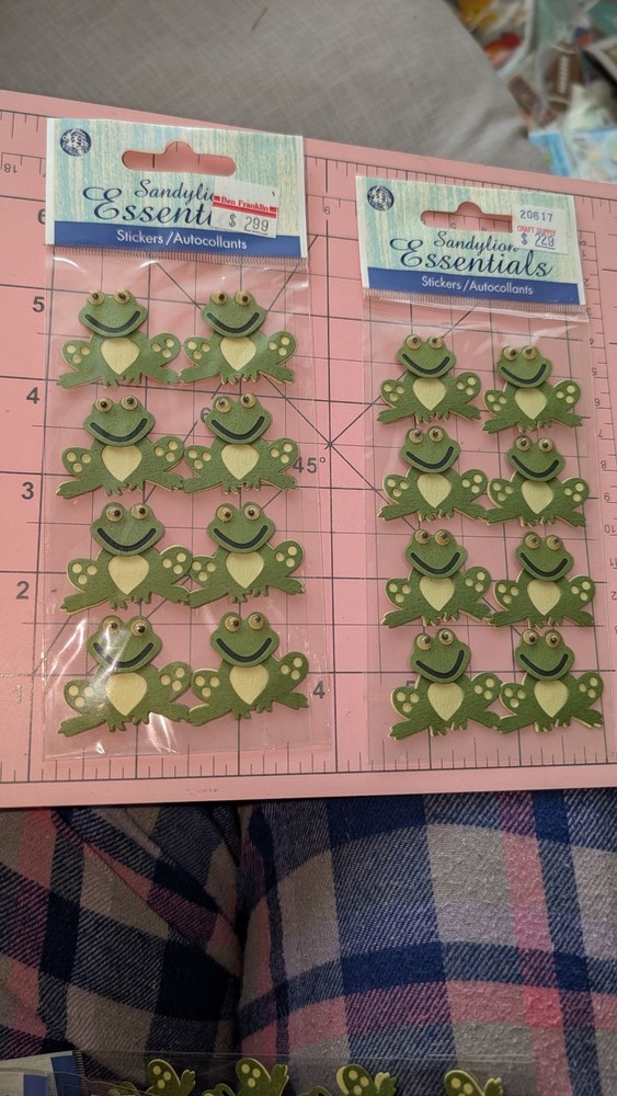 Vintage Sandylion Essentials Googly Eyed Frogs Stickers Dimensional Lit 2 READ