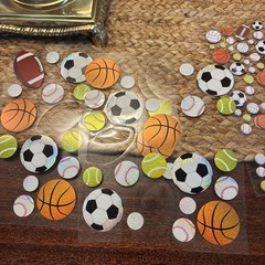 4 Sticko Themed Stickers-Sports Balls Football Soccer Tennis Baseball NEW Bonus
