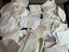 Assorted Beige Cream Off White Fabric Scraps Vintage Slow Stitch Crafts – 25