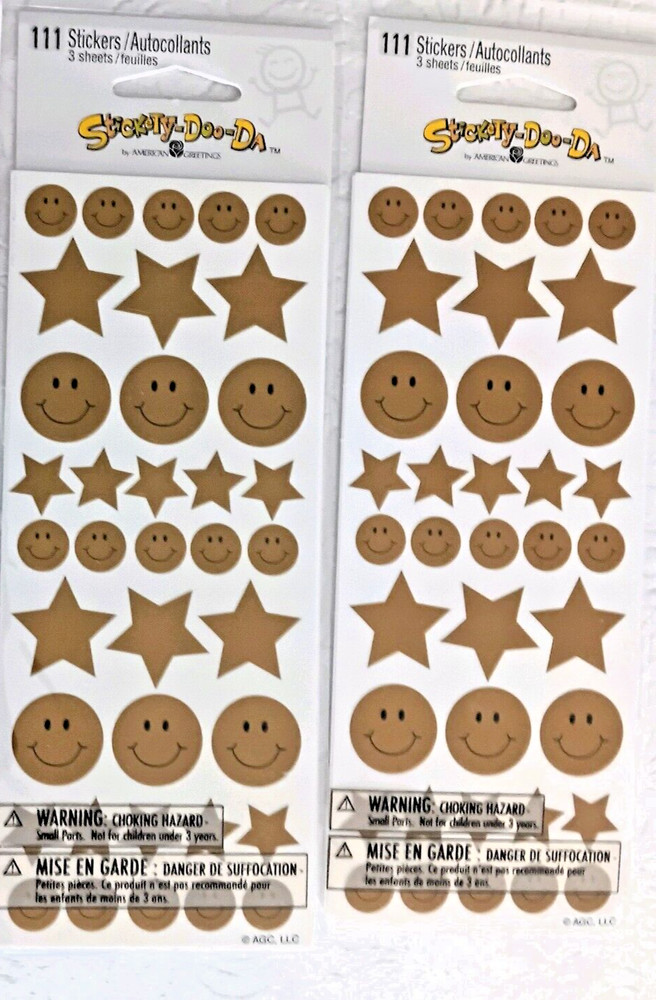 222 PCS. American Greeting stickers Stickety Doo Da GOLD STARS AND HAPPY FACES