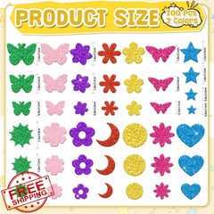 Auteard 700pc Glitter Foam Stickers Butterfly Flower Moon