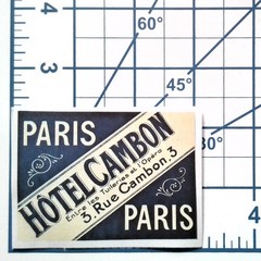 Vintage Hotel Cambon Paris France Travel Paper Sticker Decal Die Cut Retro