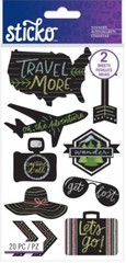 Travel Chalk Label, TWO SHEETS scrapbook stickers Sticko 52-01566