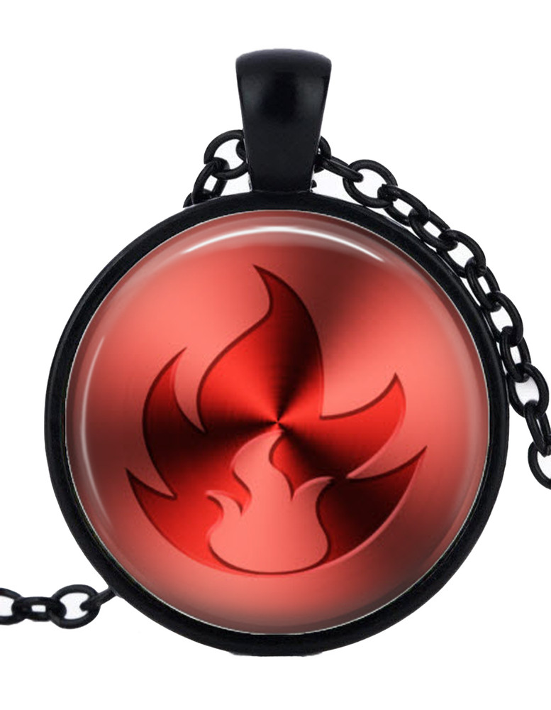 1 FIRE Black Bezel Necklace