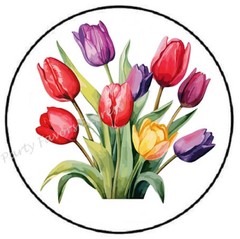 SPRING TULIPS ENVELOPE SEALS LABELS STICKERS PARTY FAVORS