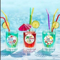 40 PCs Round 1” Summer Themed Stickers 12 Designs Hello Summer Party Cool Beach
