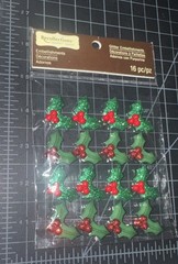 Recollections CHRISTMAS Red & Green Holly Mistletoe NIP 16pc