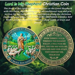 The Lord is My Shepherd Christian Challenge Coin – Psalm 23:4 Religious Jesus…