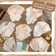 445 Pcs Vintage Scrapbook Paper Kit with Floral Stickers