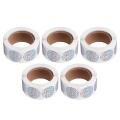 5 Rolls Office Student Classroom Supplies Holographic Sealing Labels