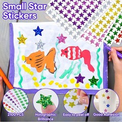 2100 Pack,6 Colors, Holographic Small Star Stickers for Kids Reward, Behavior…