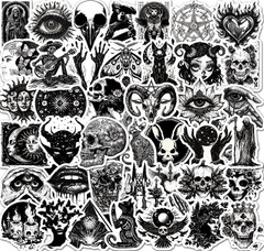 LOT of 10 pcs GOTHIC theme black & white random decals astrology witchcraft taro