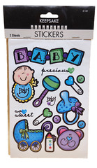 Keepsake Essentials BABY BOY Stickers Stroller, Rattle 2-Sheets Scrapbook, NEW