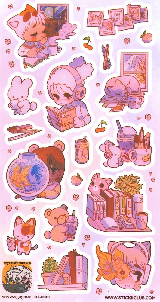 Stickii Club Study and Chill pop sticker sheet