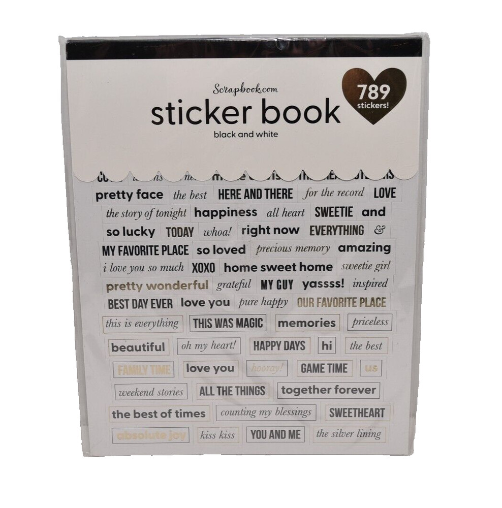 Scrapbook.com Sticker Book Black & White w/Gold Accent 8 sheets sbc-stickers-bw2
