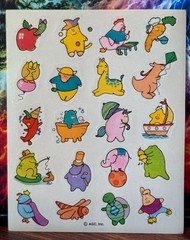 Rare Vintage American Greeting Cards Fun Fruit & Animals Cartoon Sticker Sheet