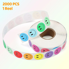 2000PCS Happy Face Stickers, 1 Inch, 10 Colors, Stickers for Kids Reward, Water