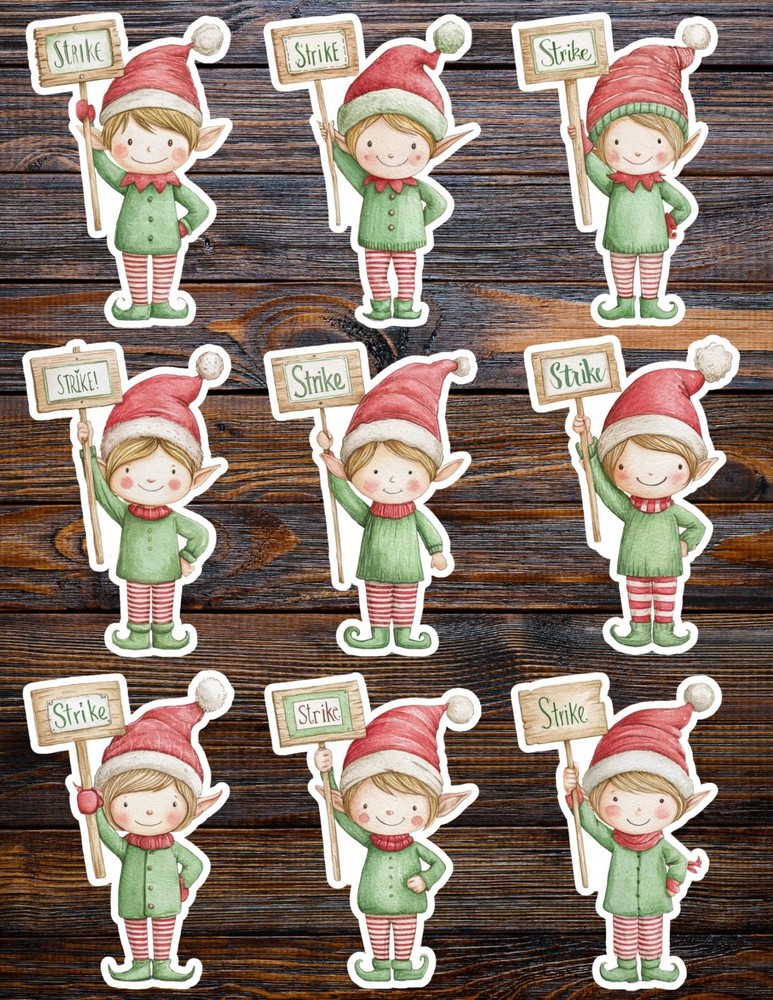 Christmas Elf on Strike Die Cut Vinyl Stickers Scrapbooking Laptop Waterbottle