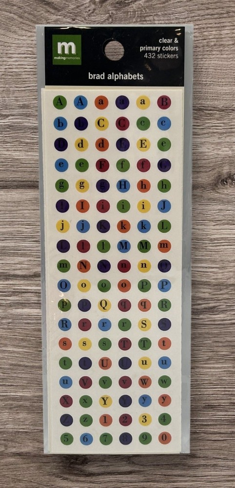 Making Memories Brad Alphabet Stickers Clear & Primary Colors Scrapbooking NEW
