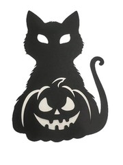 Black Cat With Pumpkin Halloween Paper Piece Handmade With Card stock For Scrape