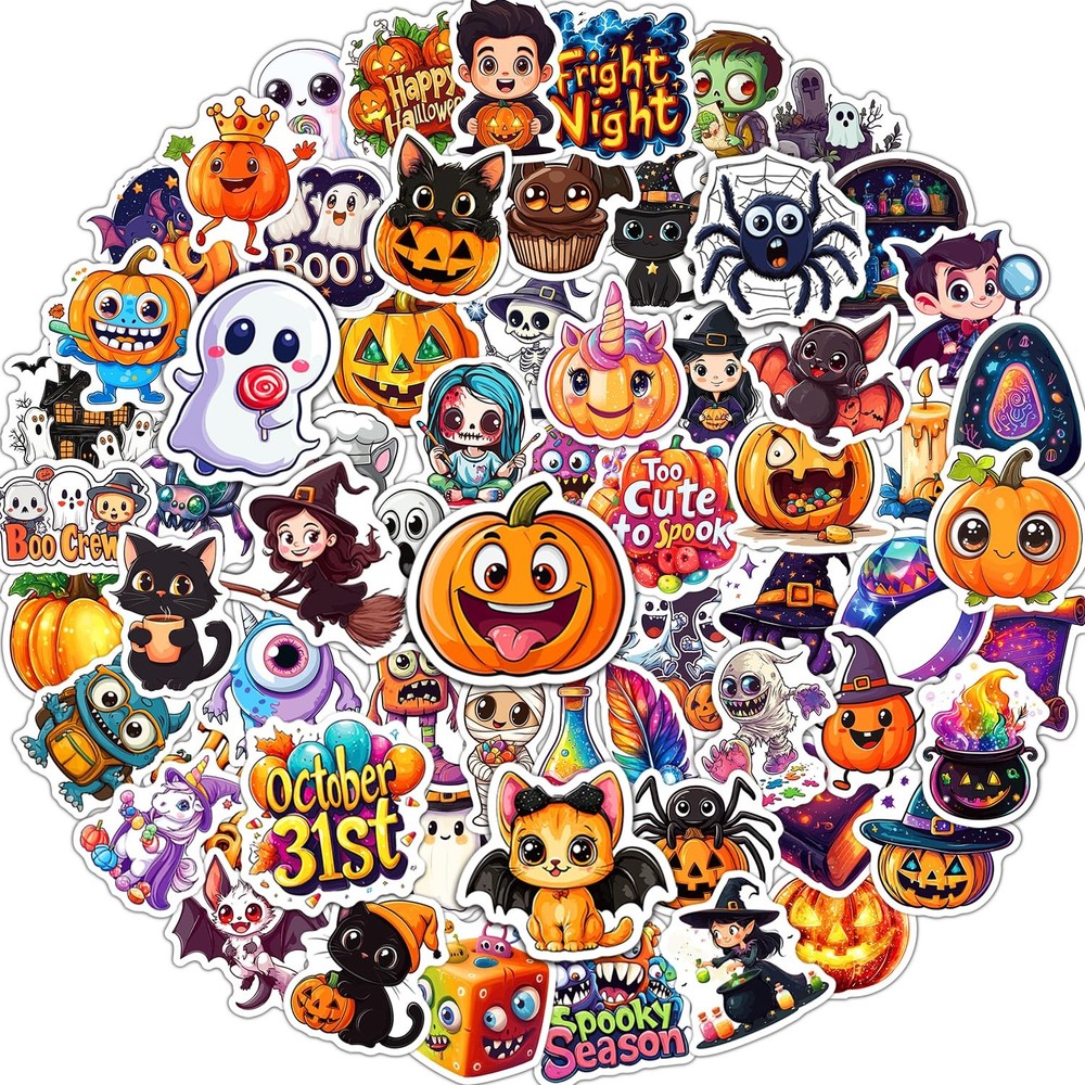 100 Pcs Halloween Party Favors Stickers Waterproof Decals for Water Bottles