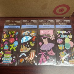 RECOLLECTIONS STICKERS HAPPY BIRTHDAY ,BALLERINA,fun In Sun Lot Of 4