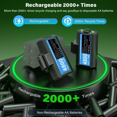 Rechargeable-Battery-Pack-for-Xbox-Controller, 2x4800mWh Batteries Pack with …