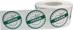 Vegan Food Rotation Labels 1.25 Inch Round Circle Dots 500 Adhesive Stickers