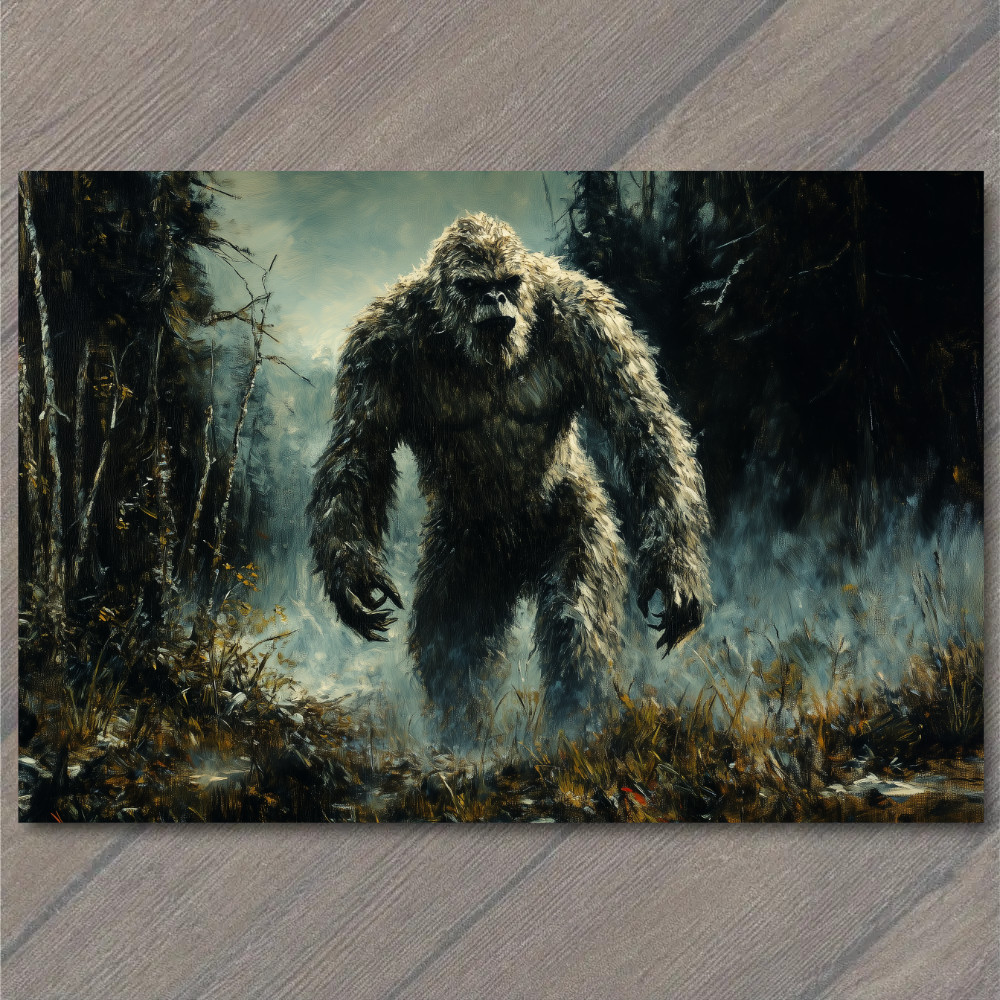 STICKER Bigfoot Walking at Sunset Majestic Forest Scene Mythical Creature Yet