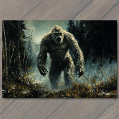 STICKER Bigfoot Walking at Sunset Majestic Forest Scene Mythical Creature Yet
