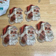 VTG Christmas Seals Presto Stick Self Adhesive Lot Santa Die Cut Set Read
