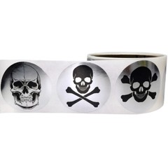 Skull and Crossbones Stickers | 2″ Inches Round – 100 Pack | Pick One Color