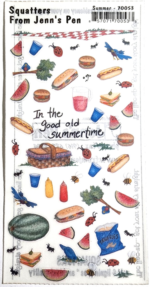 Jenn’s Penn Summer Picnic Clear Stickers Rare Ants Food Sandwich Watermelon New
