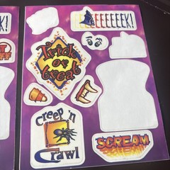 Vtg Halloween Stickers Trick Or Treat Creep N Crawl Bat Eek Boo