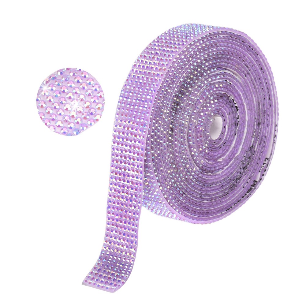 Self Adhesive Rhinestone Strips 3 Yards 0.6 Inch for Craft,Light Purple AB