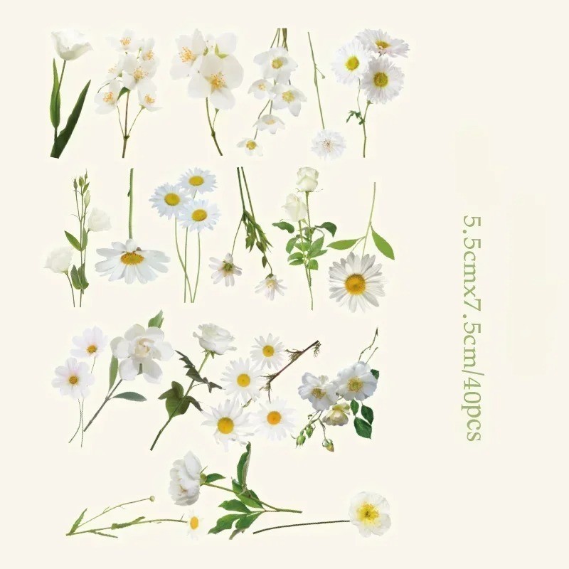 40pcs/set Natural Flower Sticker for Scrapbooking,Self-Adhesive Scrapbooking diy