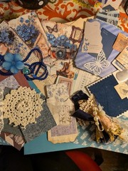 Handmade Scrapbooking Embellishments Mixed Lot Blue Floral Butterflies