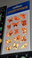 vintage stickers Orange Black Butterflies Germany Leucht Sticker 1 Sheet Pkg