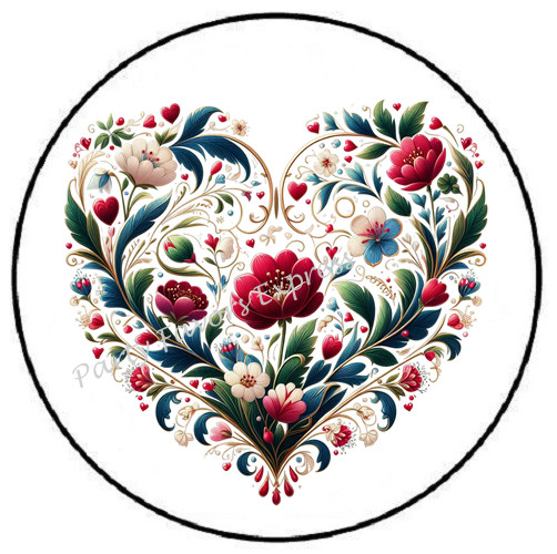 FLORAL HEART NAVY BLUE RED GREEN ENVELOPE SEALS LABELS STICKERS PARY FAVORS