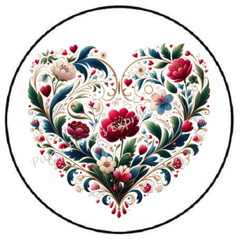 FLORAL HEART NAVY BLUE RED GREEN ENVELOPE SEALS LABELS STICKERS PARY FAVORS