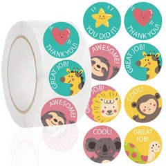 500 Pcs/Roll Teacher Reward Cartoon Stickers – Cute Roll Decals for Gifting, DIY