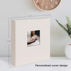 1DOT2 8.5×11 Scrapbook Photo Album 3 Ring Binder with 60 Pages Beige Fabric