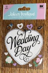 RARE Jolees Wedding Day Title Hearts Ring Flowers Ceremony 3D Scrapbook Stickers