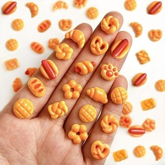30PCS Cute Simulated Bread Toast Miniature Things for 0.47 inches, orange