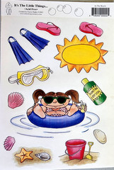 At The Beach Whimsical Clear Girl Stickers Sheet 6×9 It’s The Little Things 2002